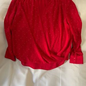 Red blouse with silver-like sparkles✨ fit for any occasion.